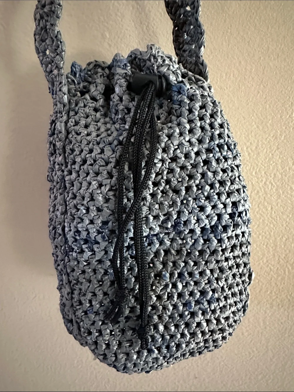 Handmade Crocheted White Speckled Crossbody Bag - Women